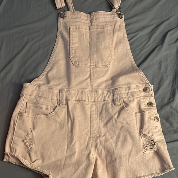 Forever 21 Blush Jean Shorts Overalls - Picture 1 of 4
